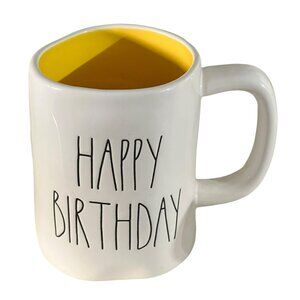Rae Dunn Artisan Collection Happy Birthday Mug Yellow interior